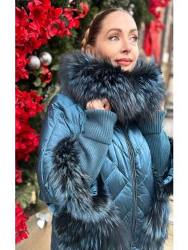 Пуховик мех рукав трикотаж