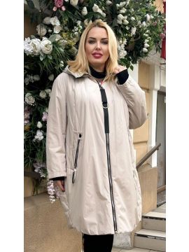 Удлиненая куртка демисезонная. Капюшон с галограммой 54-62