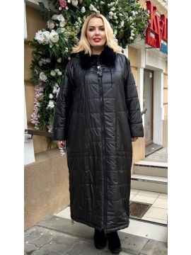 Пуховик длинный, воротник-мех 50-60