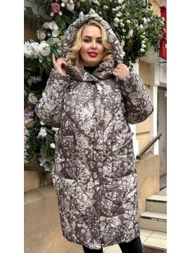 Пуховик удлиненный. кокон. с накладными карманами