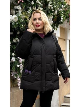 Пуховик короткий, эмблема на кармане,54-60