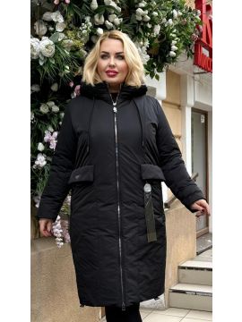 Пуховик черный  эко пух с 54-60