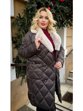 Пальто двухбортное с кроликом