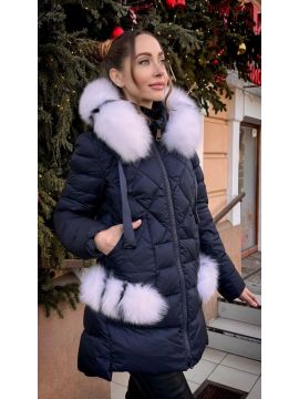 Куртка черно-белый мех