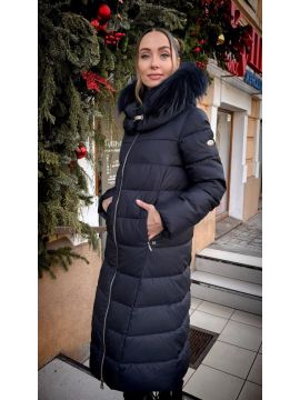 Пуховик длинный с мехом